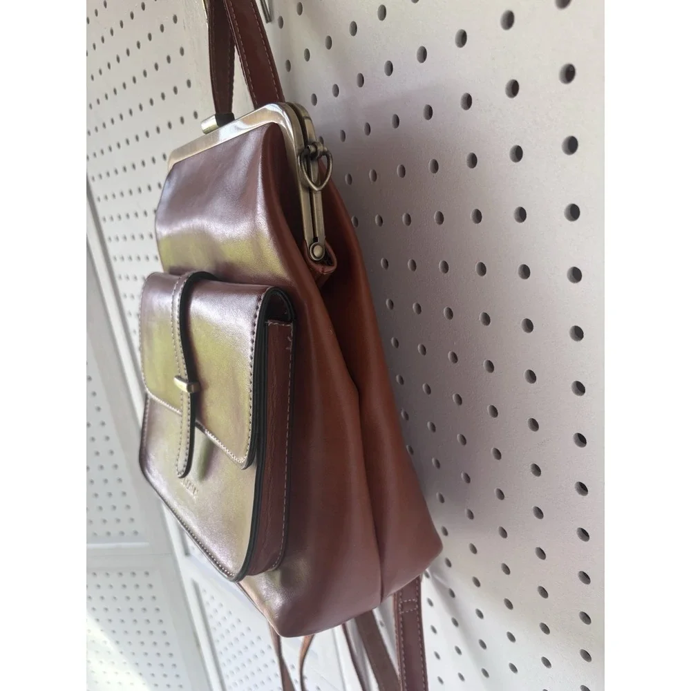 ECOSUSI Brown Backpack Crossbody Convertible Purse Bag Satchel Handbag - Picture 3 of 8
